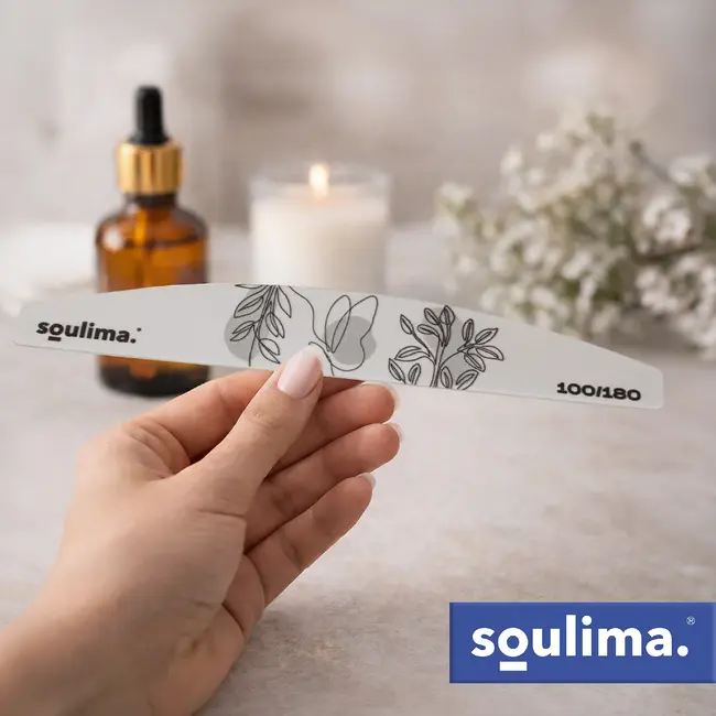 Soulima Nagelvijlen 100 stuks 100/180 grijs zebra, smalle bootvorm met verstevigde kern voor manicure en pedicure