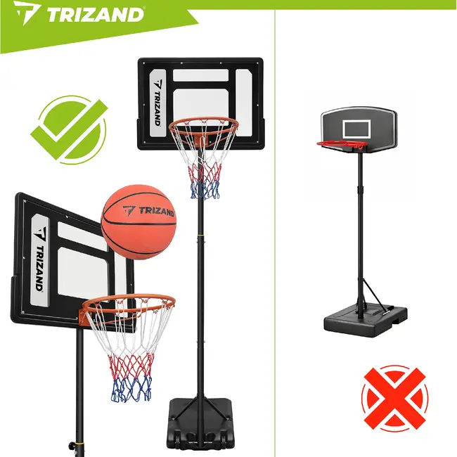 Trizand Staande basketbalpaal 259 cm met verstelbare ringhoogte 150 tot 210 cm, vulbare voet, bord, net en bal