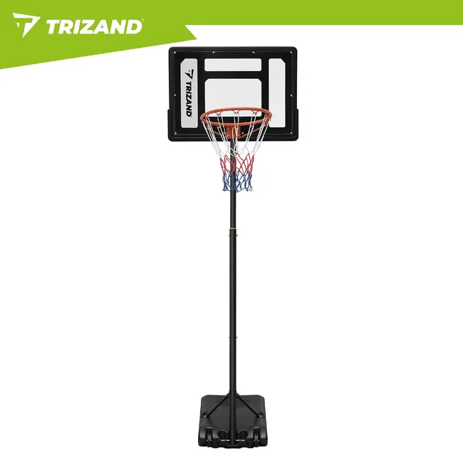Trizand Staande basketbalpaal 259 cm met verstelbare ringhoogte 150 tot 210 cm, vulbare voet, bord, net en bal