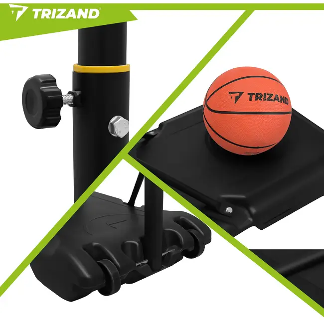 Trizand Staande basketbalpaal 259 cm met verstelbare ringhoogte 150 tot 210 cm, vulbare voet, bord, net en bal