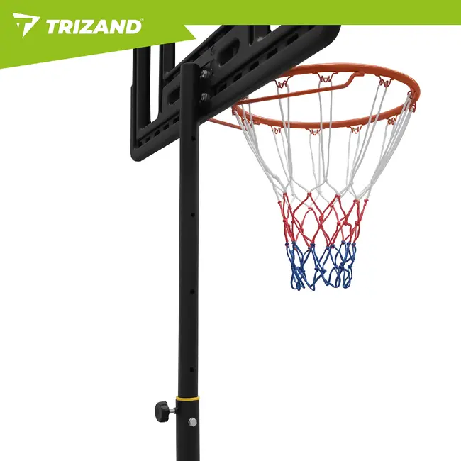 Trizand Staande basketbalpaal 259 cm met verstelbare ringhoogte 150 tot 210 cm, vulbare voet, bord, net en bal