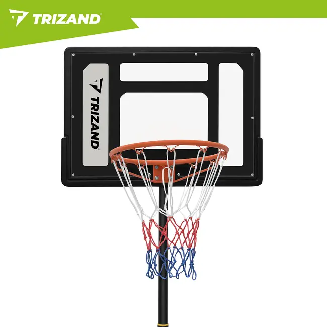 Trizand Staande basketbalpaal 259 cm met verstelbare ringhoogte 150 tot 210 cm, vulbare voet, bord, net en bal