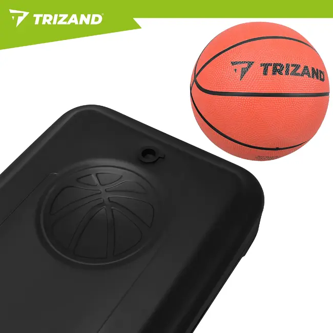Trizand Staande basketbalpaal 259 cm met verstelbare ringhoogte 150 tot 210 cm, vulbare voet, bord, net en bal