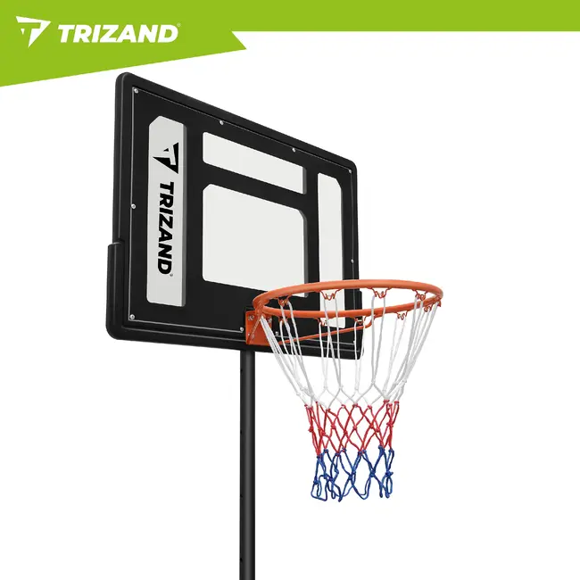 Trizand Staande basketbalpaal 259 cm met verstelbare ringhoogte 150 tot 210 cm, vulbare voet, bord, net en bal