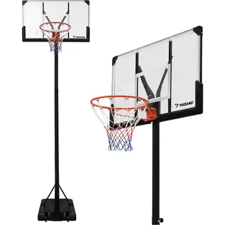 Trizand Verstelbare basketbalpaal 135-305 cm met 112,5 x 71 cm bord, 45 cm ring, wielen en 50 liter basis voor thuisgebruik