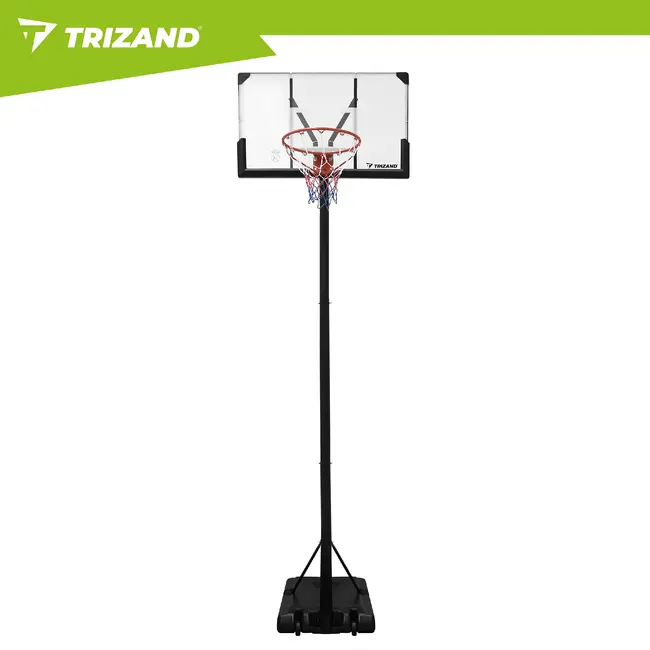 Trizand Verstelbare basketbalpaal 135-305 cm met 112,5 x 71 cm bord, 45 cm ring, wielen en 50 liter basis voor thuisgebruik