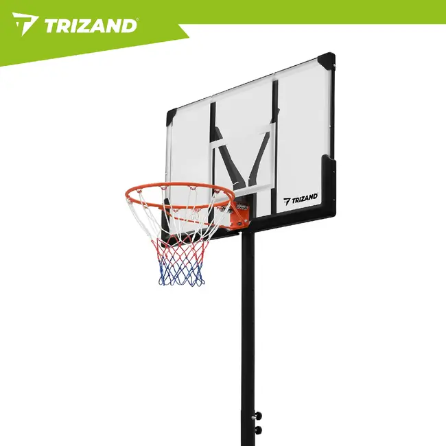 Trizand Verstelbare basketbalpaal 135-305 cm met 112,5 x 71 cm bord, 45 cm ring, wielen en 50 liter basis voor thuisgebruik