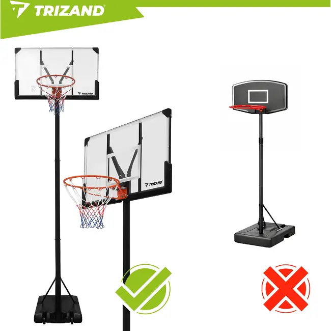 Trizand Verstelbare basketbalpaal 135-305 cm met 112,5 x 71 cm bord, 45 cm ring, wielen en 50 liter basis voor thuisgebruik