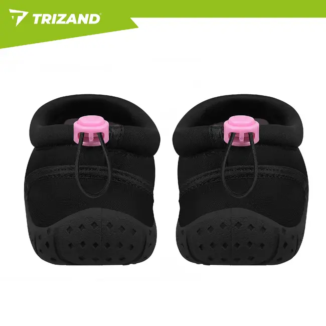 Trizand Zwart roze waterschoenen maat 38 met 5 mm antislipzool, ventilerend gaas en trekkoord voor strand, zwembad en watersport