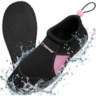 Trizand Zwart roze waterschoenen maat 39 met 5 mm antislipzool, sneldrogende mesh en trekkoord voor strand en zwembad