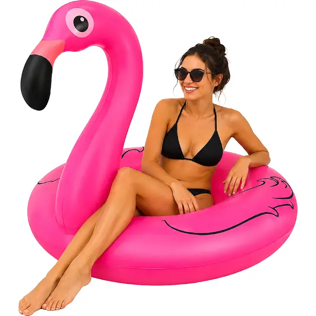 Trizand Opblaasbare flamingo zwemband 102 cm van PVC voor zwembad, strand en vakantie met maximale belasting 150 kg