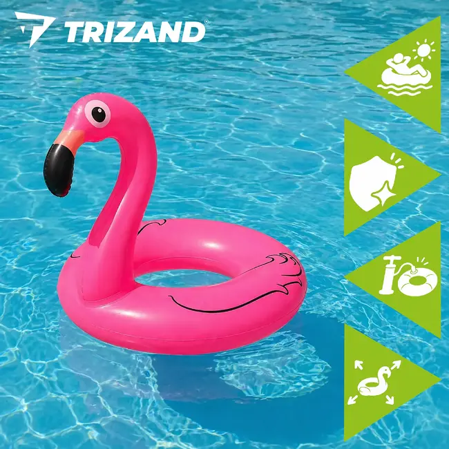 Trizand Opblaasbare flamingo zwemband 102 cm van PVC voor zwembad, strand en vakantie met maximale belasting 150 kg