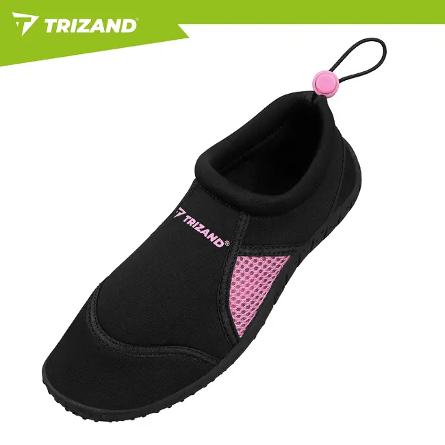 Trizand Zwart roze waterschoenen maat 39 met 5 mm antislipzool, sneldrogende mesh en trekkoord voor strand en zwembad