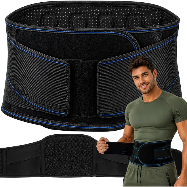 Trizand Verstelbare rugondersteuningsband 110 cm met 24 magneten, klittenband en aluminium versteviging voor onderrug