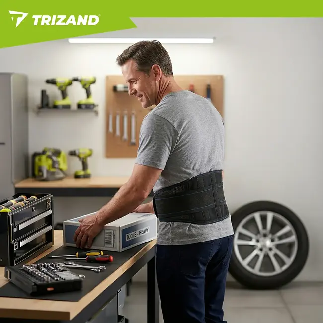 Trizand Verstelbare rugondersteuningsband 110 cm met 24 magneten, klittenband en aluminium versteviging voor onderrug