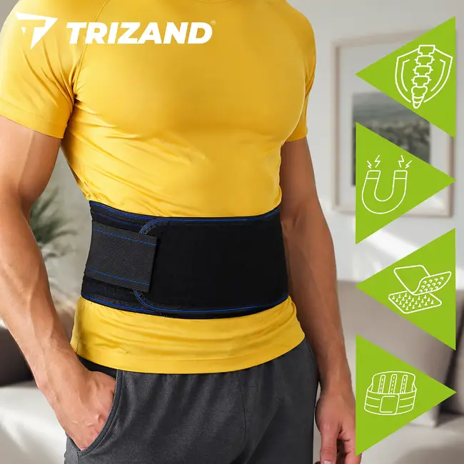 Trizand Verstelbare rugondersteuningsband 110 cm met 24 magneten, klittenband en aluminium versteviging voor onderrug
