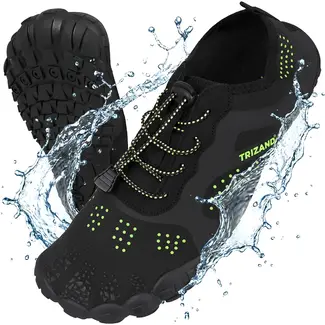 Trizand Zwarte waterschoenen maat 42 met 5 mm antislipzool, sneldrogend materiaal en verstelbaar trekkoord voor strand en zwembad