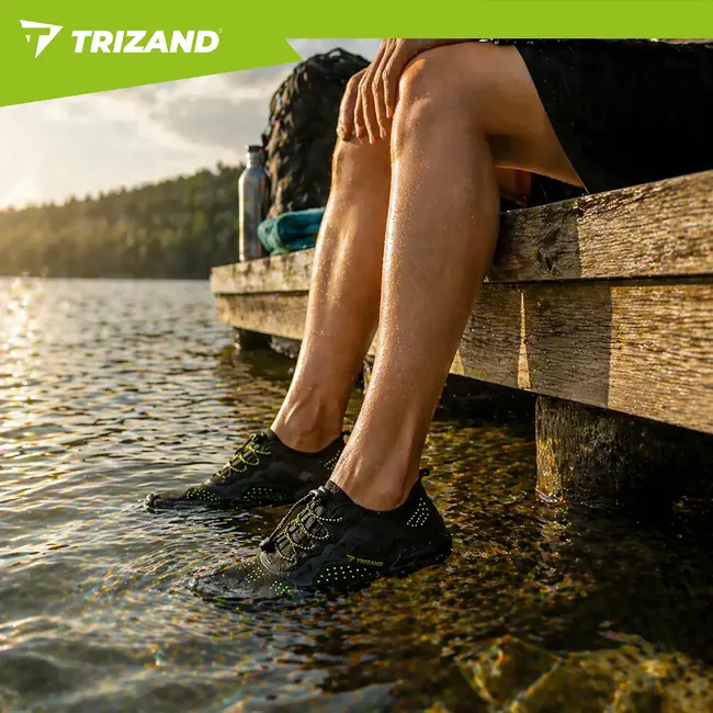Trizand Zwarte waterschoenen maat 42 met 5 mm antislipzool, sneldrogend materiaal en verstelbaar trekkoord voor strand en zwembad
