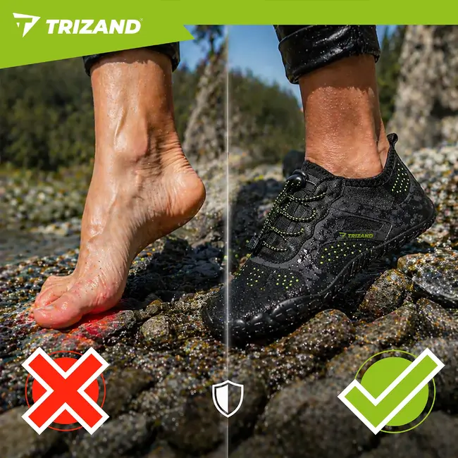 Trizand Zwarte waterschoenen maat 42 met 5 mm antislipzool, sneldrogend materiaal en verstelbaar trekkoord voor strand en zwembad