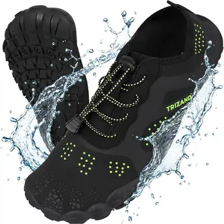Trizand Zwarte waterschoenen maat 45 met 5 mm antislipzool, flexibele pasvorm en trekkoord voor strand en watersport