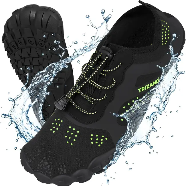 Trizand Zwarte waterschoenen maat 44 met 5 mm antislipzool, flexibele pasvorm en trekkoord voor strand en watersport