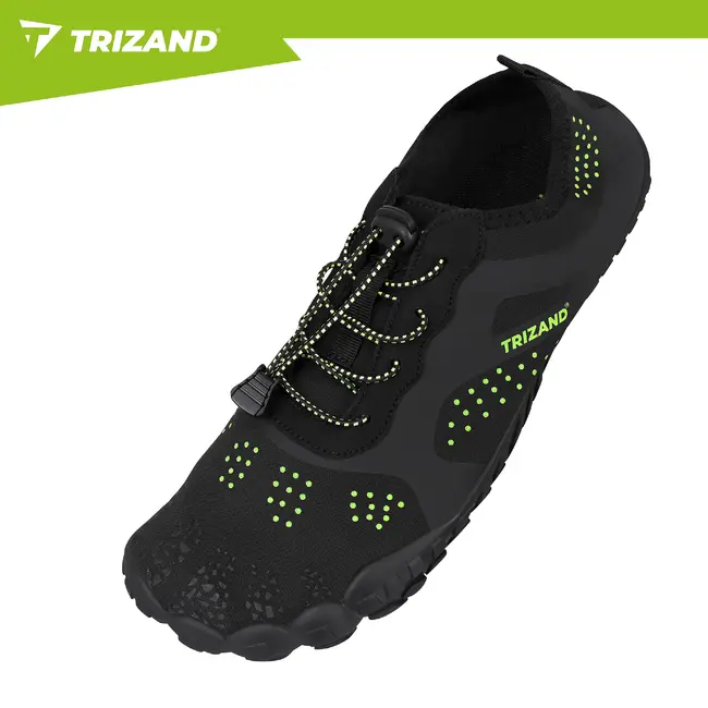 Trizand Zwarte waterschoenen maat 44 met 5 mm antislipzool, flexibele pasvorm en trekkoord voor strand en watersport