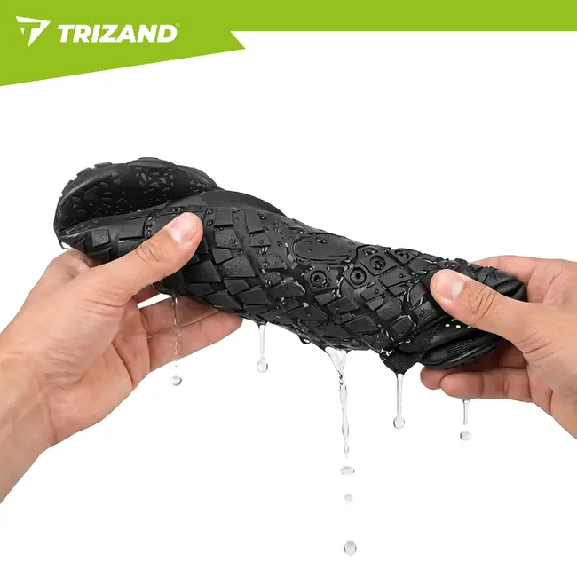 Trizand Zwarte waterschoenen maat 45 met 5 mm antislipzool, flexibele pasvorm en trekkoord voor strand en watersport