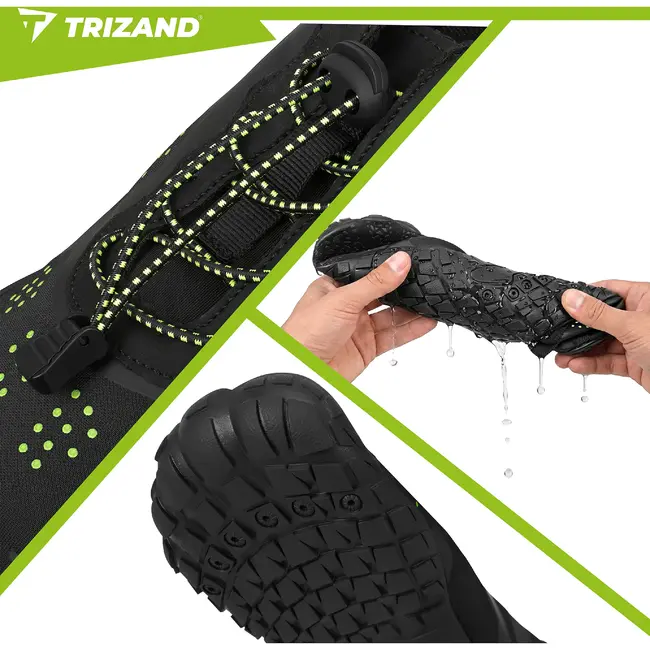 Trizand Zwarte waterschoenen maat 43 met 5 mm antislipzool, sneldrogend materiaal en verstelbaar trekkoord voor strand en meer