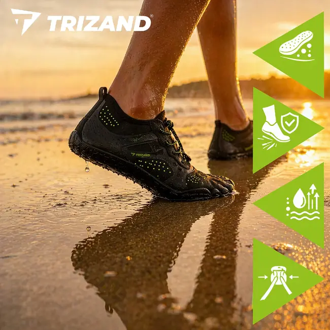 Trizand Zwarte waterschoenen maat 44 met 5 mm antislipzool, flexibele pasvorm en trekkoord voor strand en watersport