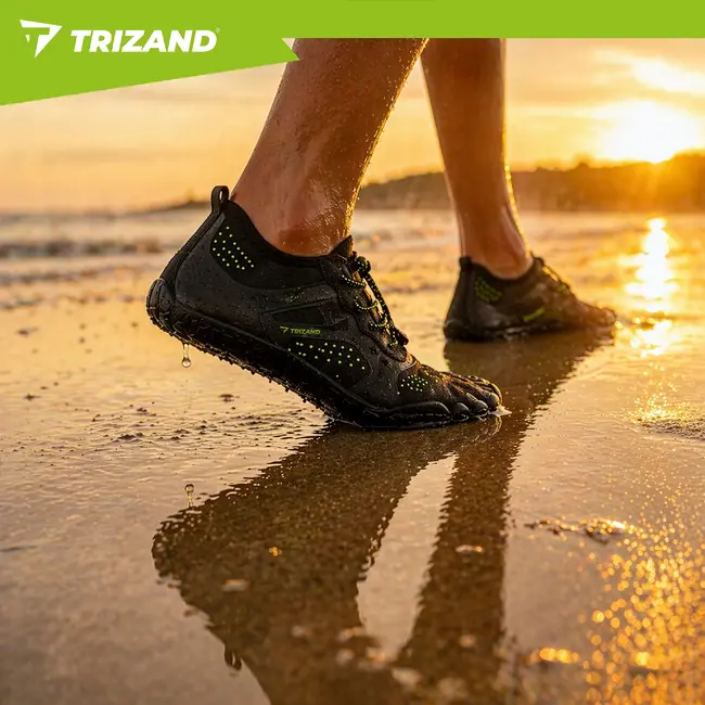 Trizand Zwarte waterschoenen maat 43 met 5 mm antislipzool, sneldrogend materiaal en verstelbaar trekkoord voor strand en meer
