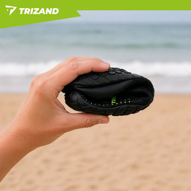 Trizand Zwarte waterschoenen maat 45 met 5 mm antislipzool, flexibele pasvorm en trekkoord voor strand en watersport