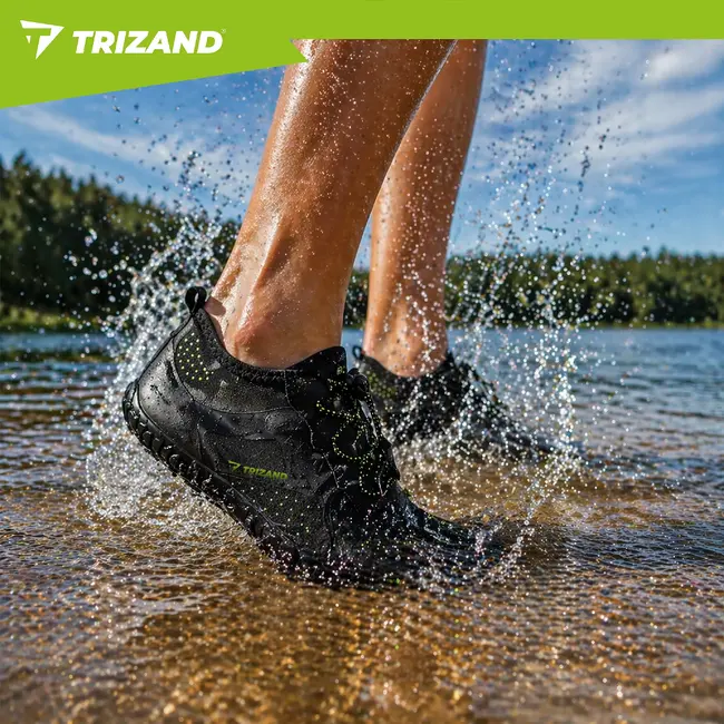 Trizand Zwarte waterschoenen maat 43 met 5 mm antislipzool, sneldrogend materiaal en verstelbaar trekkoord voor strand en meer