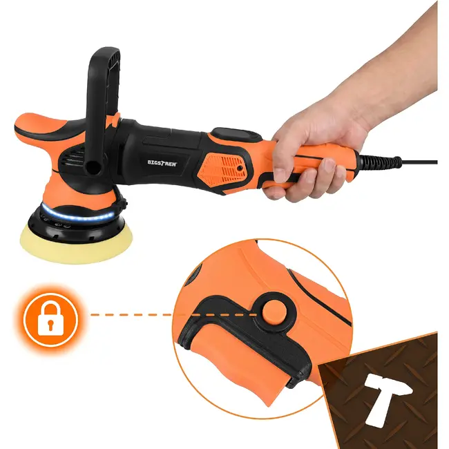 Bigstren Excentrische autopolijstmachine 1000 W met 125 mm steunschijf, 15 mm uitslag en 8 m kabel