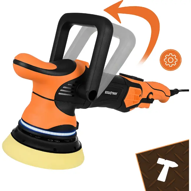 Bigstren Excentrische autopolijstmachine 1000 W met 125 mm steunschijf, 15 mm uitslag en 8 m kabel