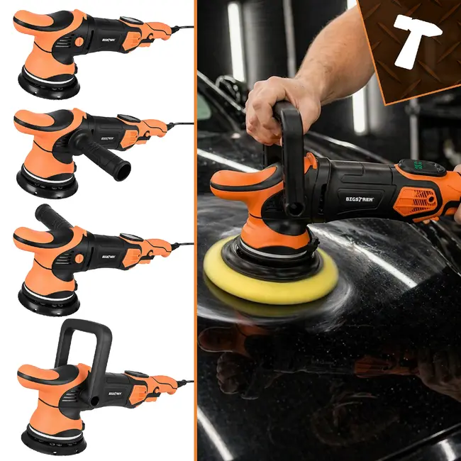 Bigstren Excentrische autopolijstmachine 1000 W met 125 mm steunschijf, 15 mm uitslag en 8 m kabel