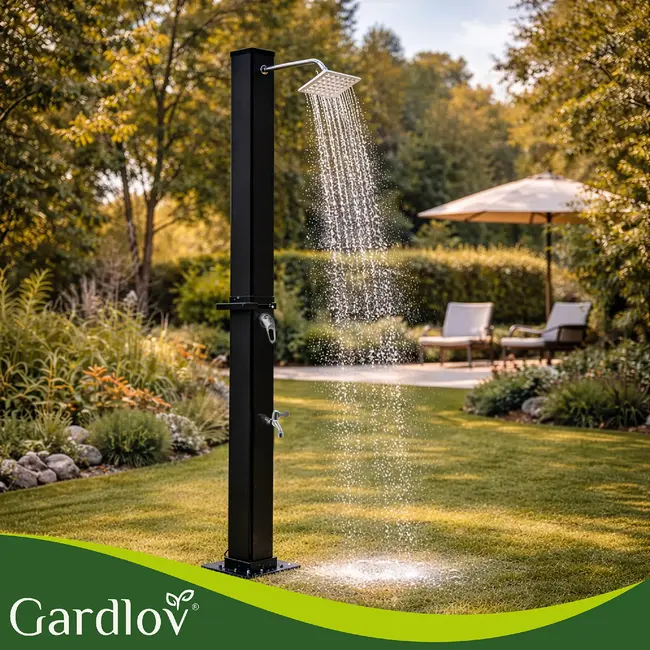 Gardlov Zonne buitendouche 40 L voor tuin, zwembad en perceel met kraan en tuinslangaansluiting