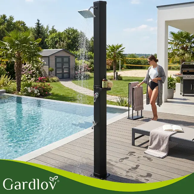 Gardlov Zonne buitendouche 40 L voor tuin, zwembad en perceel met kraan en tuinslangaansluiting