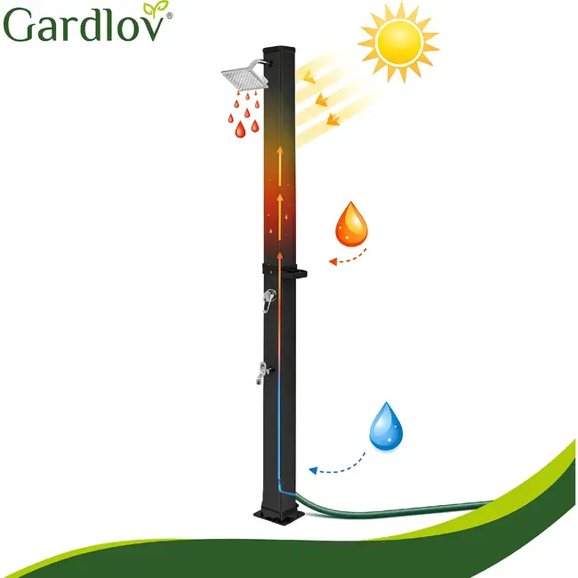 Gardlov Zonne buitendouche 40 L voor tuin, zwembad en perceel met kraan en tuinslangaansluiting