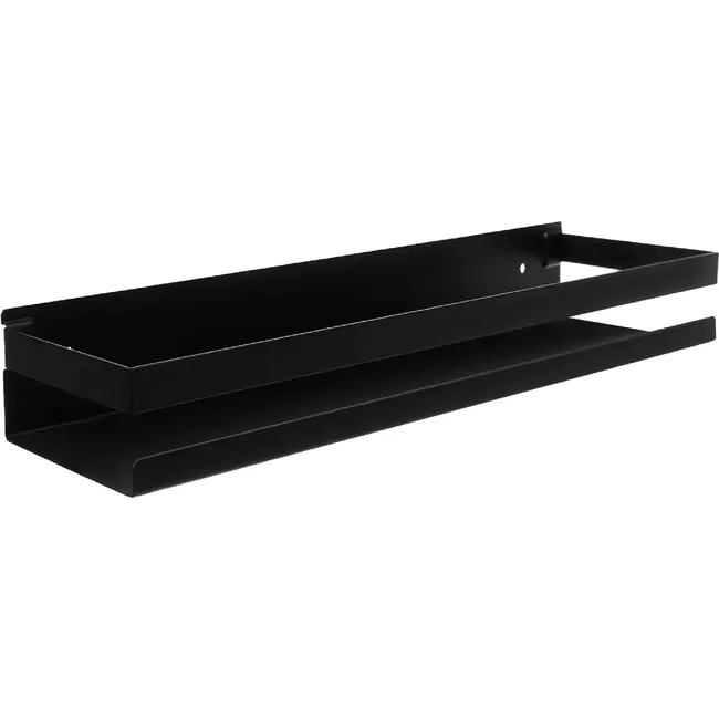 Ruhhy Zwarte badkamerplank 50 cm van roestvrij staal met montagekit en draagkracht tot 10 kg