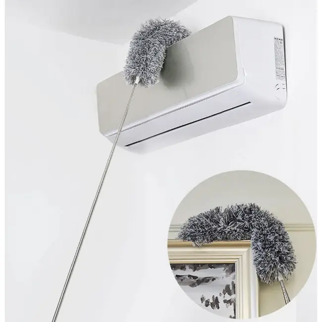 Ruhhy Telescopische stofborstel 84 tot 250 cm met 2 verwisselbare borstels, microfiber koppen en roestvrijstalen steel voor thuis
