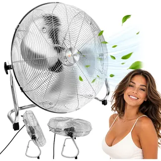 Ruhhy Vloerventilator 50 cm 130 W met aluminium bladen 3 snelheden kogellagers en stevige basis voor droge ruimtes