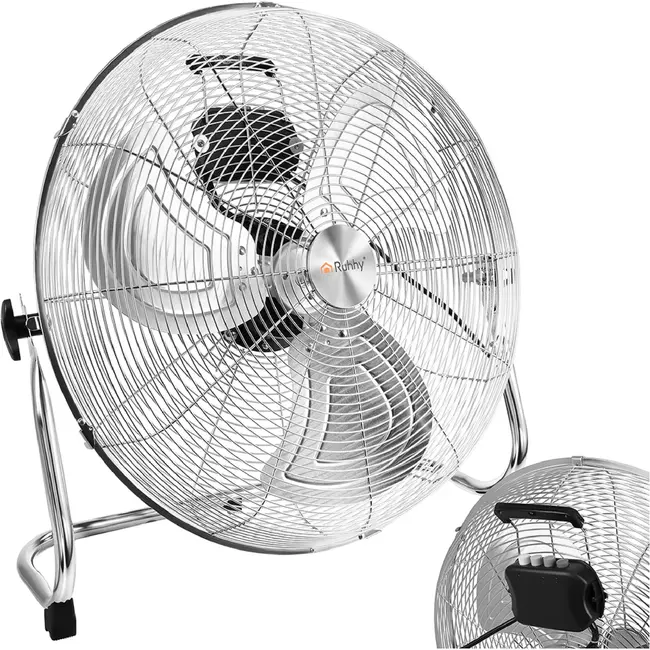Ruhhy Vloerventilator 50 cm 130 W met aluminium bladen 3 snelheden kogellagers en stevige basis voor droge ruimtes