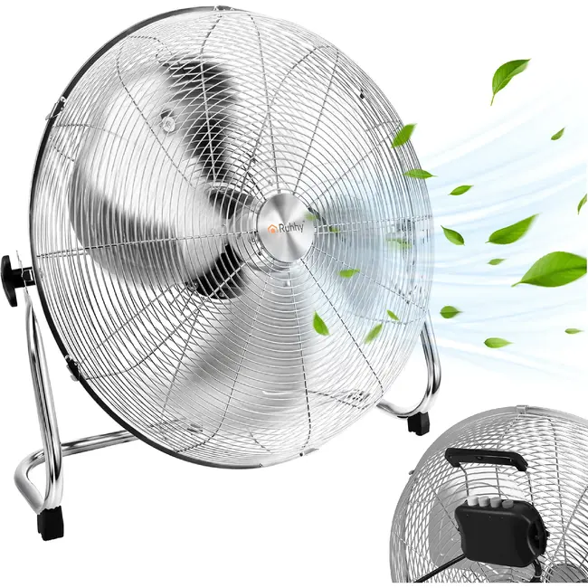 Ruhhy Vloerventilator 50 cm 130 W met aluminium bladen 3 snelheden kogellagers en stevige basis voor droge ruimtes