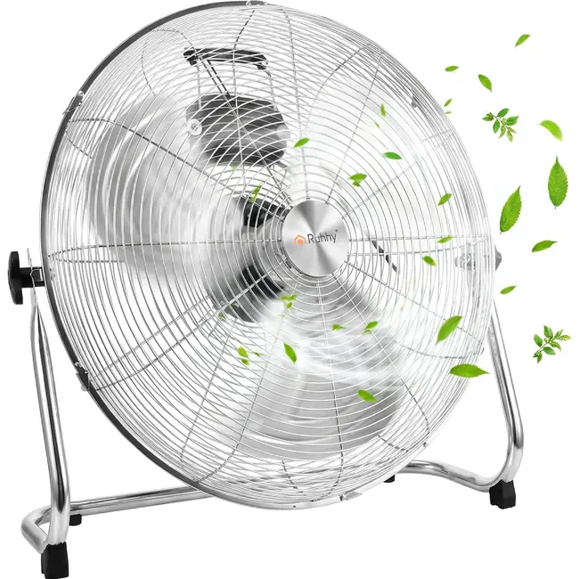 Ruhhy Vloerventilator 50 cm 130 W met aluminium bladen 3 snelheden kogellagers en stevige basis voor droge ruimtes