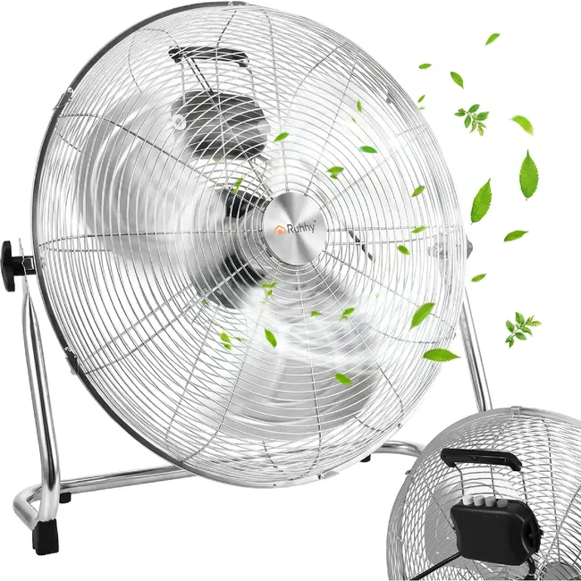 Ruhhy Vloerventilator 50 cm 130 W met aluminium bladen 3 snelheden kogellagers en stevige basis voor droge ruimtes