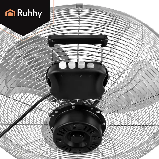 Ruhhy Vloerventilator 50 cm 130 W met aluminium bladen 3 snelheden kogellagers en stevige basis voor droge ruimtes