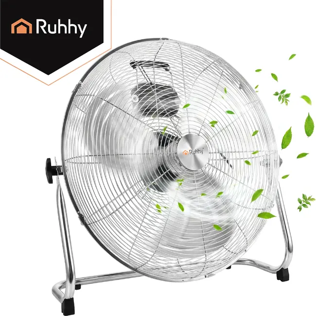 Ruhhy Vloerventilator 50 cm 130 W met aluminium bladen 3 snelheden kogellagers en stevige basis voor droge ruimtes