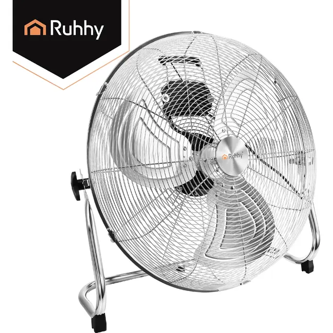 Ruhhy Vloerventilator 50 cm 130 W met aluminium bladen 3 snelheden kogellagers en stevige basis voor droge ruimtes