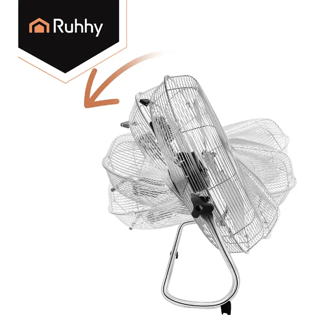 Ruhhy Vloerventilator 50 cm 130 W met aluminium bladen 3 snelheden kogellagers en stevige basis voor droge ruimtes