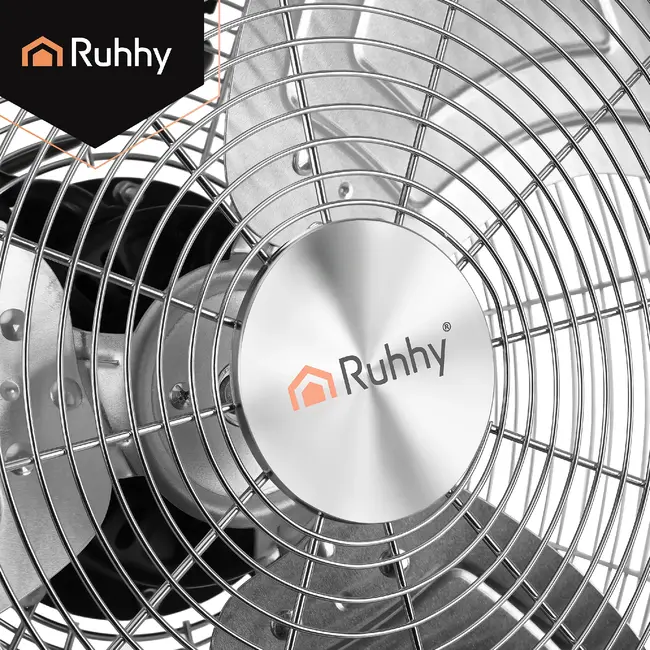 Ruhhy Vloerventilator 50 cm 130 W met aluminium bladen 3 snelheden kogellagers en stevige basis voor droge ruimtes